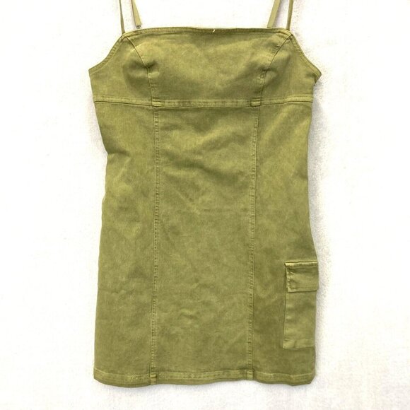 Urban Outfitters Bodycon Cargo Mini Dress Medium Stretch Pocket Army Green NWT - Picture 7 of 12